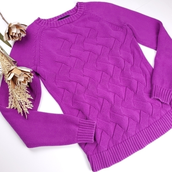 Lands End Purple Thick Knit Sweater Sz S ( 6 - 8 ) - Picture 3 of 13